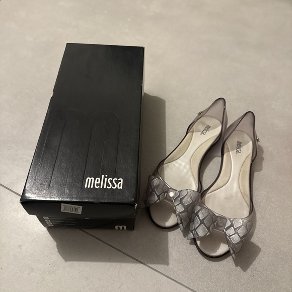 Melissa Women's Flats with Iridescent Bow - Gray - Picture 5 of 6